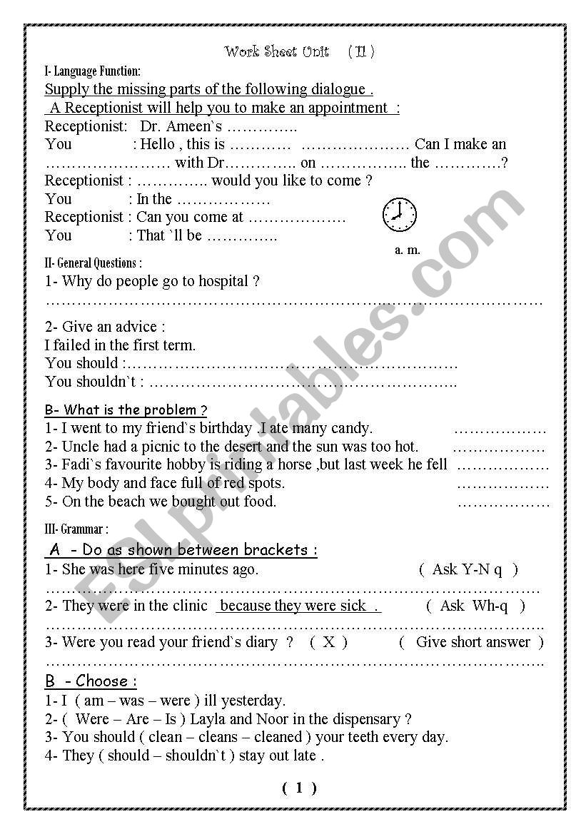 At the doctor`s worksheet